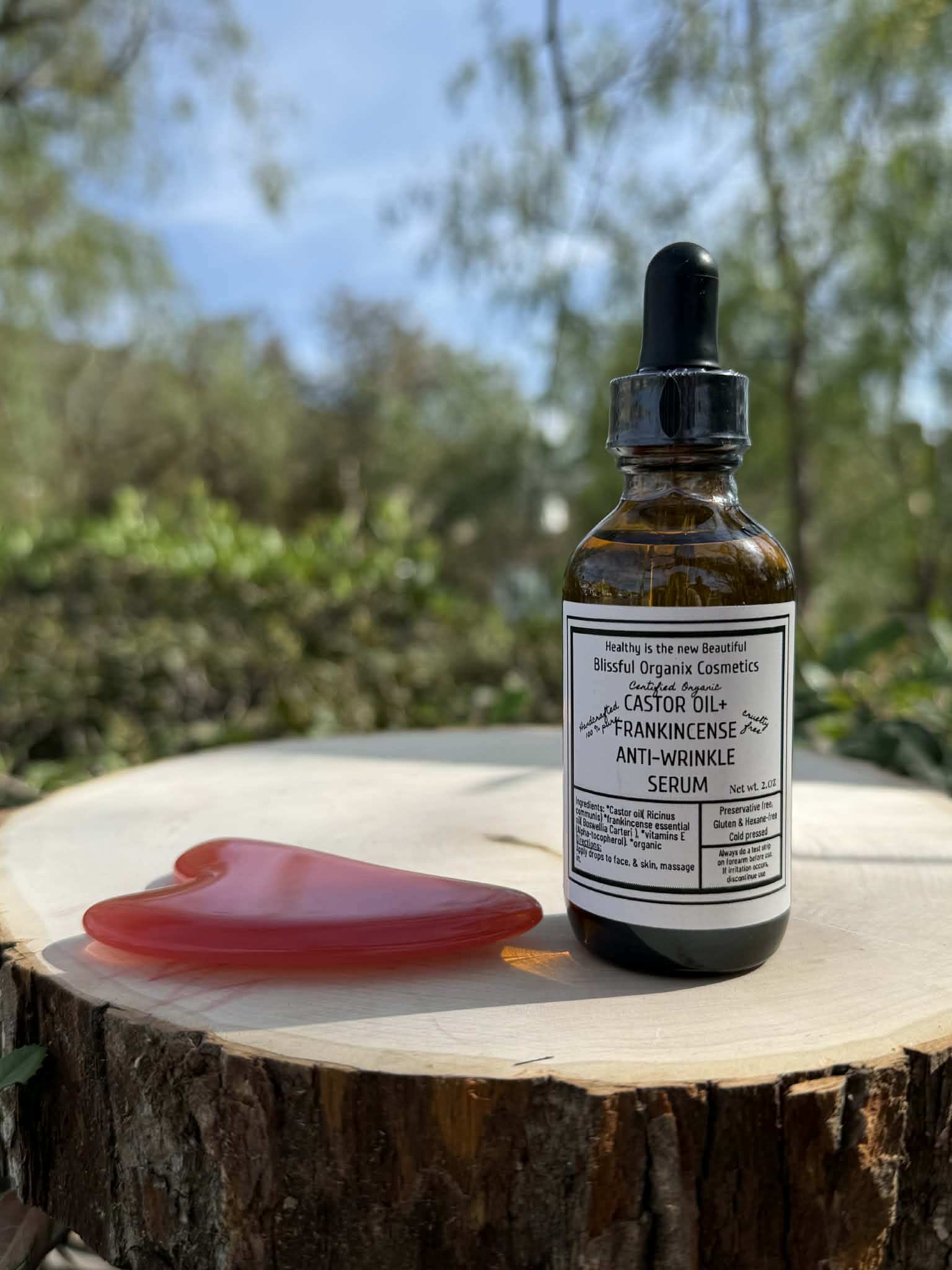 Organic Anti-Aging Face Serum – Castor Oil & Frankincense Glow Blend + Free Gua Sha Tool