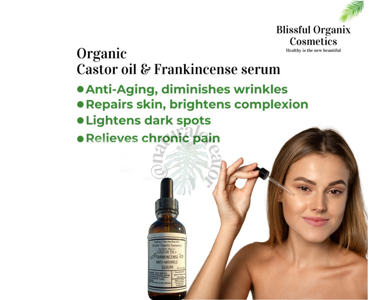 Organic Anti-Aging Face Serum – Castor Oil & Frankincense Glow Blend + Free Gua Sha Tool