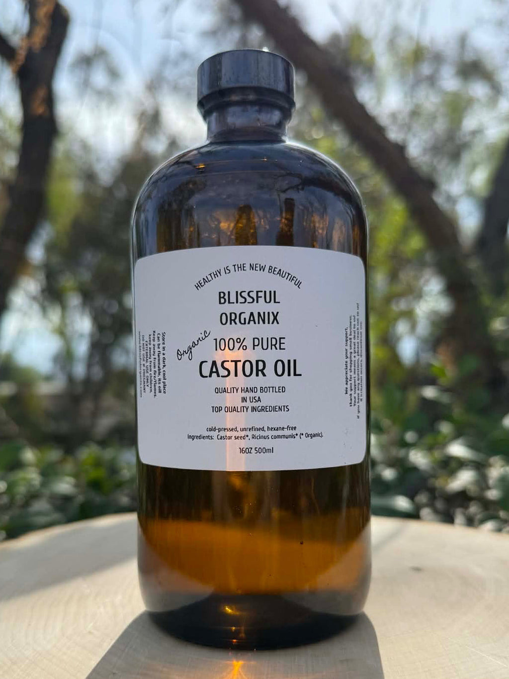 Organic Castor Oil (16 oz) in Glass Bottle – 100% Pure, Cold Pressed & Hexane-Free | Natural Hair Growth, Skin Care
