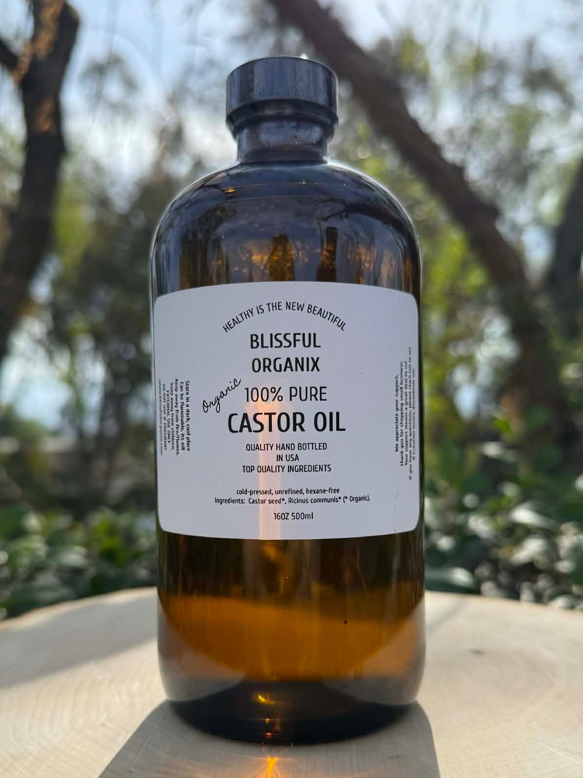 Organic Castor Oil (16 oz) in Glass Bottle – 100% Pure, Cold Pressed & Hexane-Free | Natural Hair Growth, Skin Care